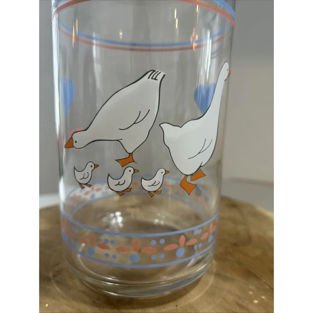 Vintage Luminarc France‎ Tall Apothecary Glass Storage 10.5'' Jar Hearts & Geese